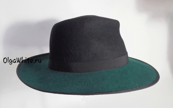 Зеленая широкополая шляпа фетровая купить