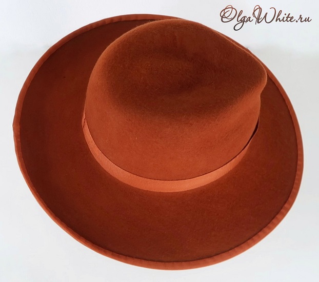 Оранжевая рыжая шляпа фетр купить