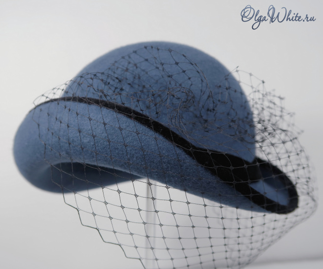 Синяя шляпка с вуалью Купить серо-синюю шляпу в Спб