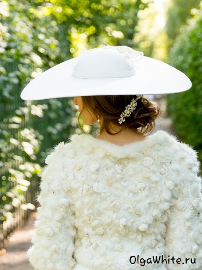 Свадебная белая широкополая шляпа купить